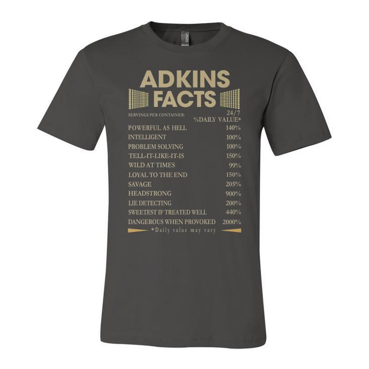 Adkins Name Gift   Adkins Facts Unisex Jersey Short Sleeve Crewneck Tshirt