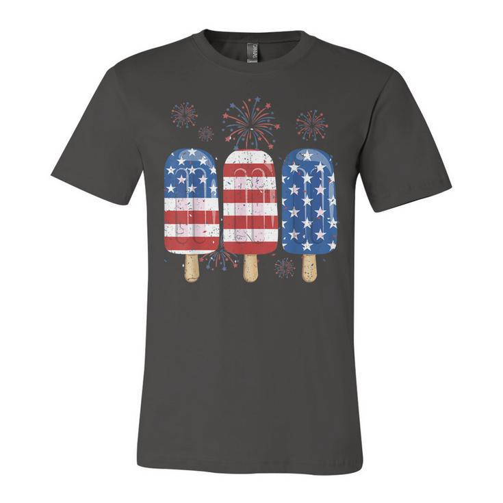 America 4Th Of July Popsicle Ice Cream Us Flag Patriotic  Unisex Jersey Short Sleeve Crewneck Tshirt