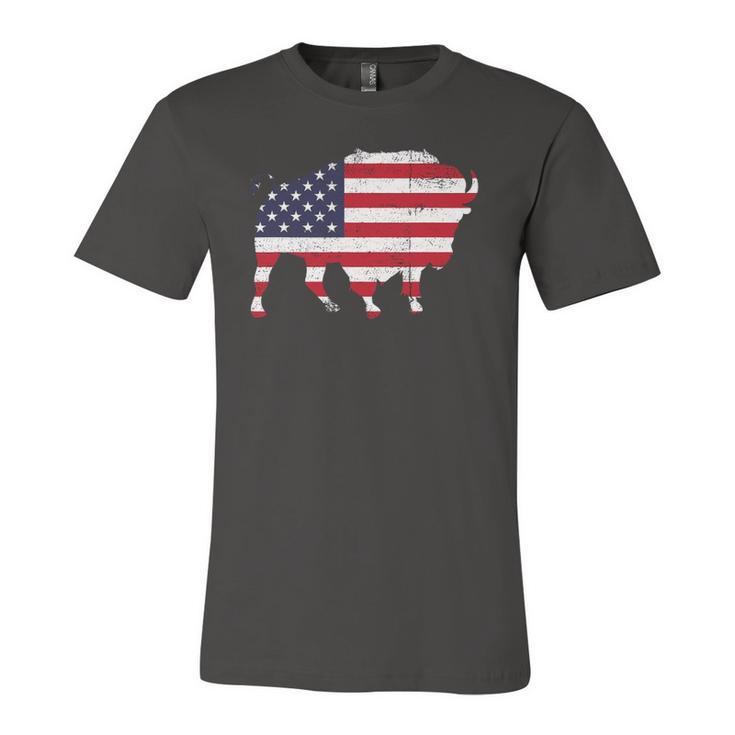 American Bison 4Th Of July Wildlife Animal Us Flag Buffalo Jersey T-Shirt