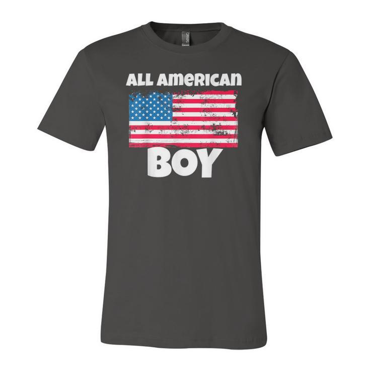 All American Boy Usa Flag Distressed 4Th Of July Jersey T-Shirt