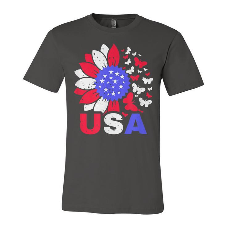 American Flag 4Th Of July Proud Usa Flower Girl  Unisex Jersey Short Sleeve Crewneck Tshirt