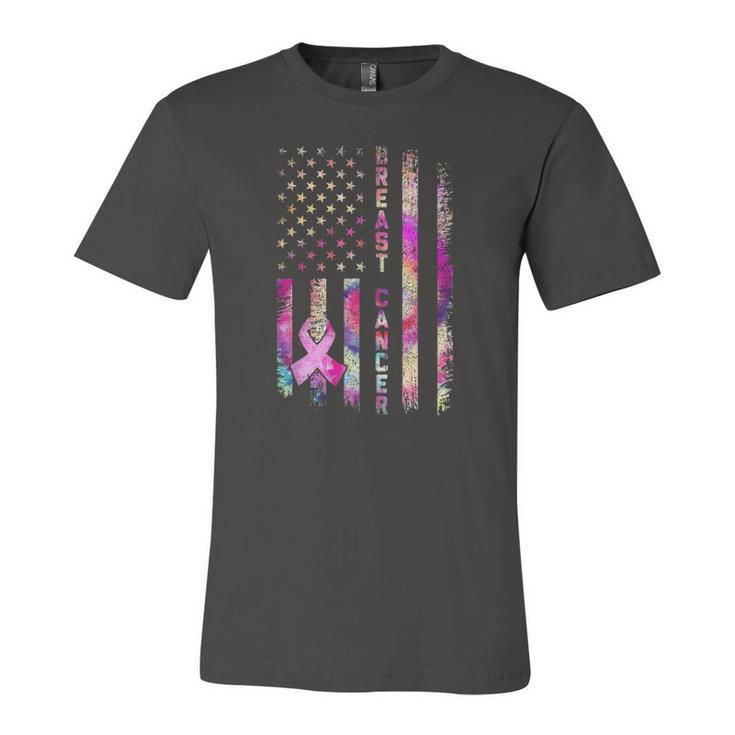 American Flag Breast Cancer Awareness Support Tie Dye Jersey T-Shirt
