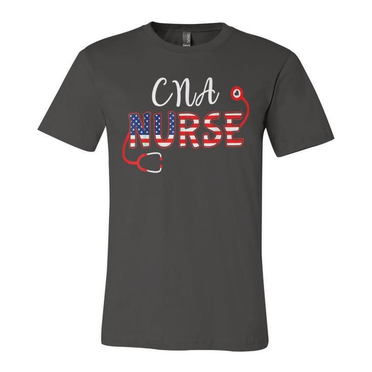 American Flag Cna Nurse Stethoscope 4Th Of July Patriotic  Unisex Jersey Short Sleeve Crewneck Tshirt