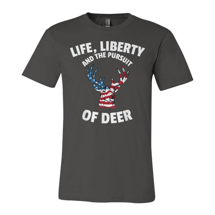 American Flag Deer 4Th Of July - The Pursuit Of Deer  Unisex Jersey Short Sleeve Crewneck Tshirt