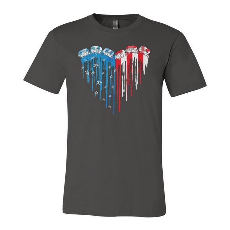 American Flag Heart 4Th Of July Patriotic Jersey T-Shirt