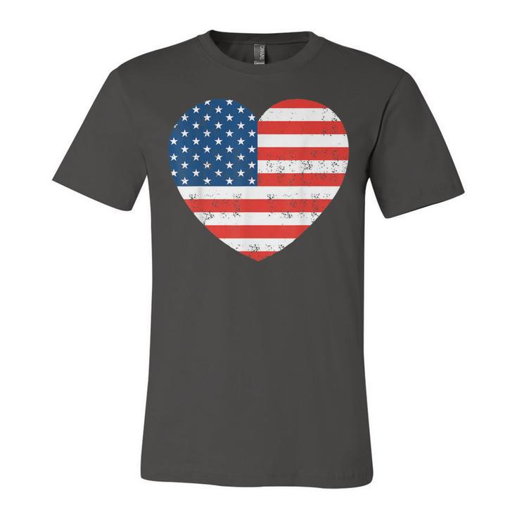 American Flag Heart 4Th Of July Usa Patriotic  V2 Unisex Jersey Short Sleeve Crewneck Tshirt