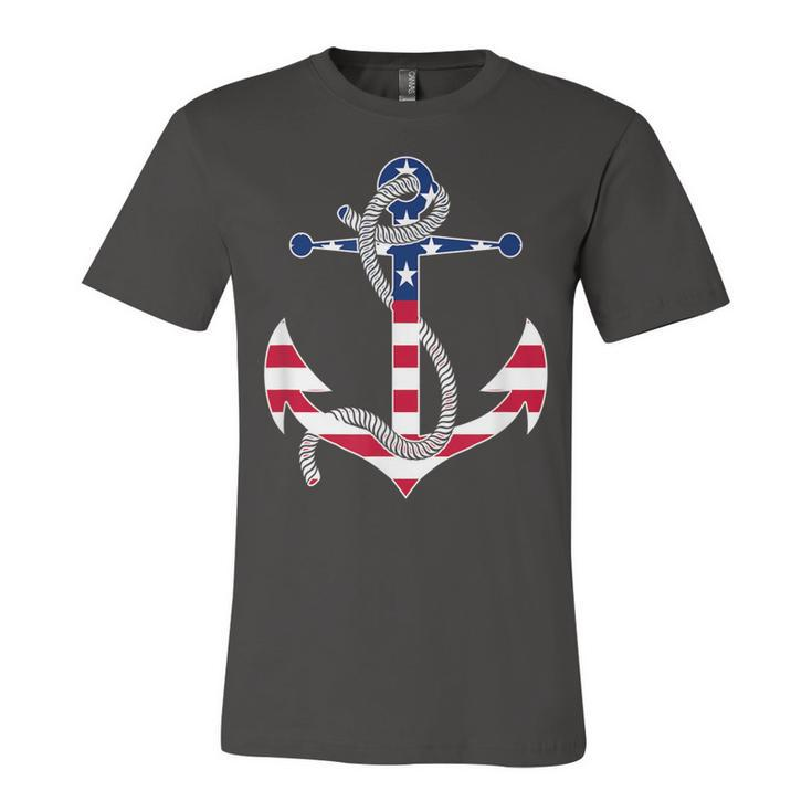 American Flag Patriotic Anchor - Memorial Day 4Th Of July  Unisex Jersey Short Sleeve Crewneck Tshirt