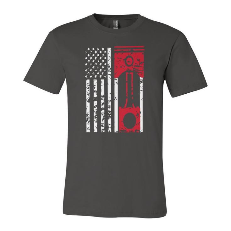 American Flag Piston Muscle Car Gears Mechanic Jersey T-Shirt