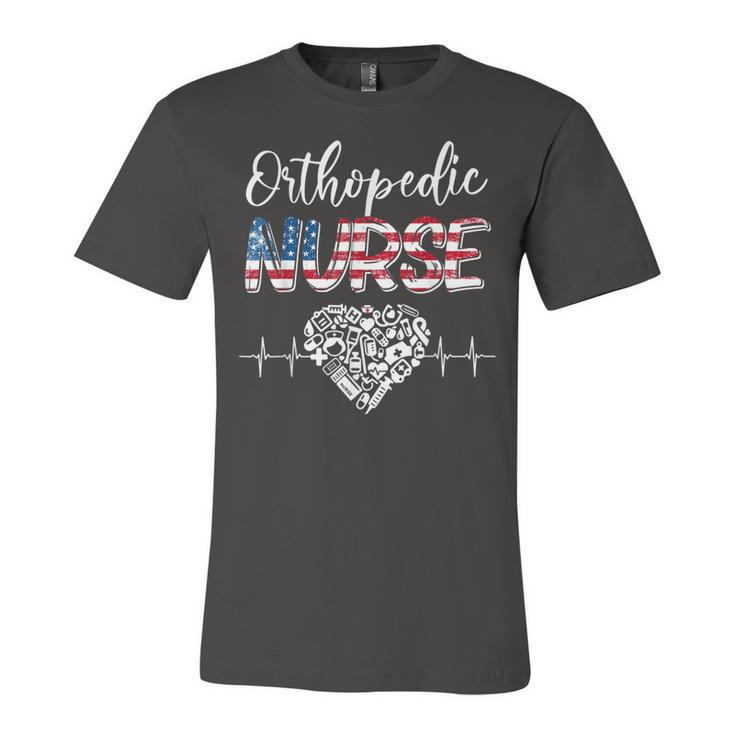 American Flag Stethoscope Orthopedic Nurse Scrub 4Th Of July  Unisex Jersey Short Sleeve Crewneck Tshirt