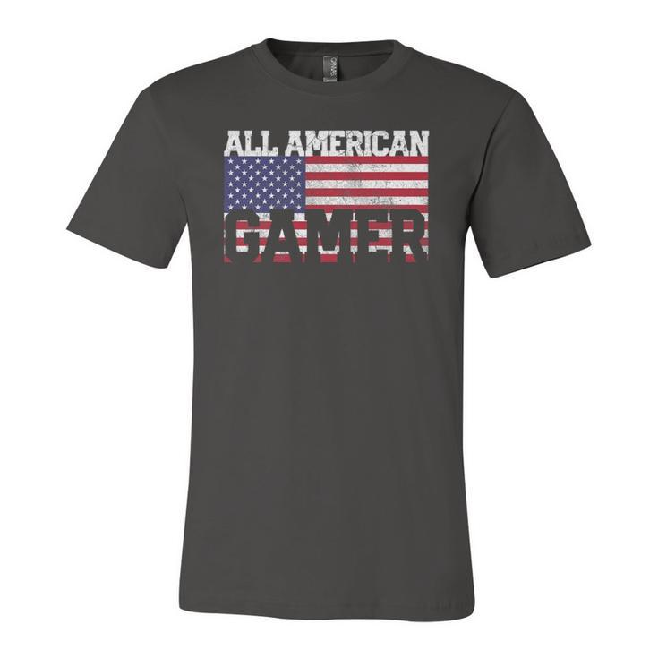 All American Flag Video Gamer July 4Th Boys Kids Jersey T-Shirt