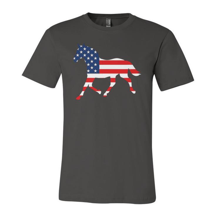American Patriotic Horse Usa Flag July 4Th Equestrian Jersey T-Shirt