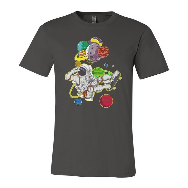 Astronaut Space Travel Planets Skateboarding Science Jersey T-Shirt