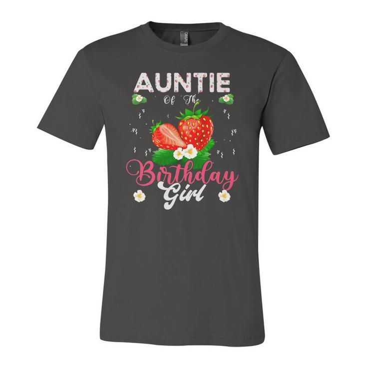 Auntie Of The Birthday Girls Strawberry Theme Sweet Party Jersey T-Shirt