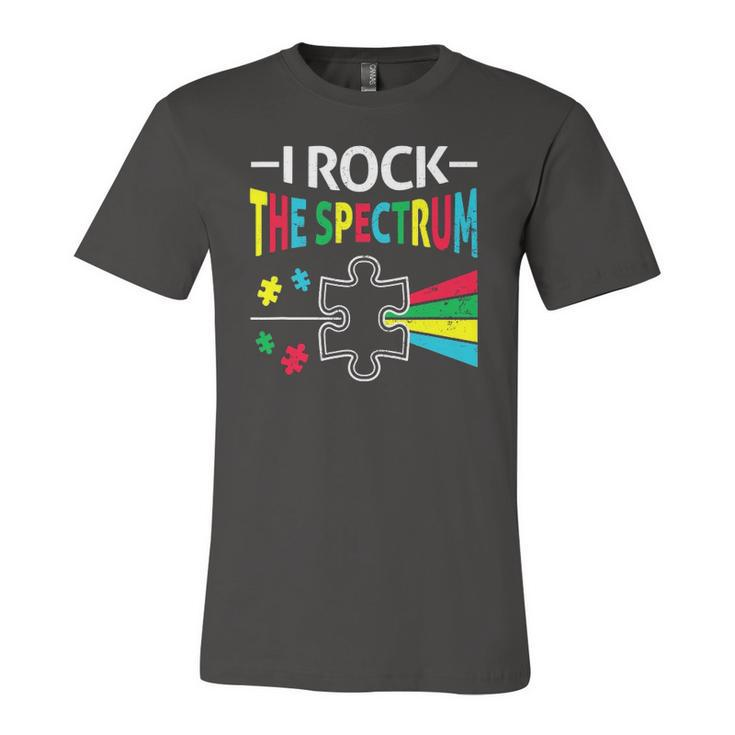 Autism Awareness Support Autistic Kids Rock Spectrum Jersey T-Shirt