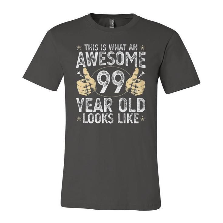 This Is What An Awesome 99 Years Old Looks Like 99Th Birthday Zip Jersey T-Shirt