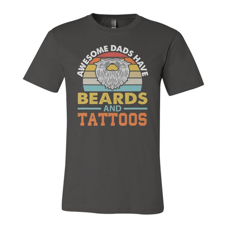 Awesome Dads Have Beards And Tattoo Jersey T-Shirt