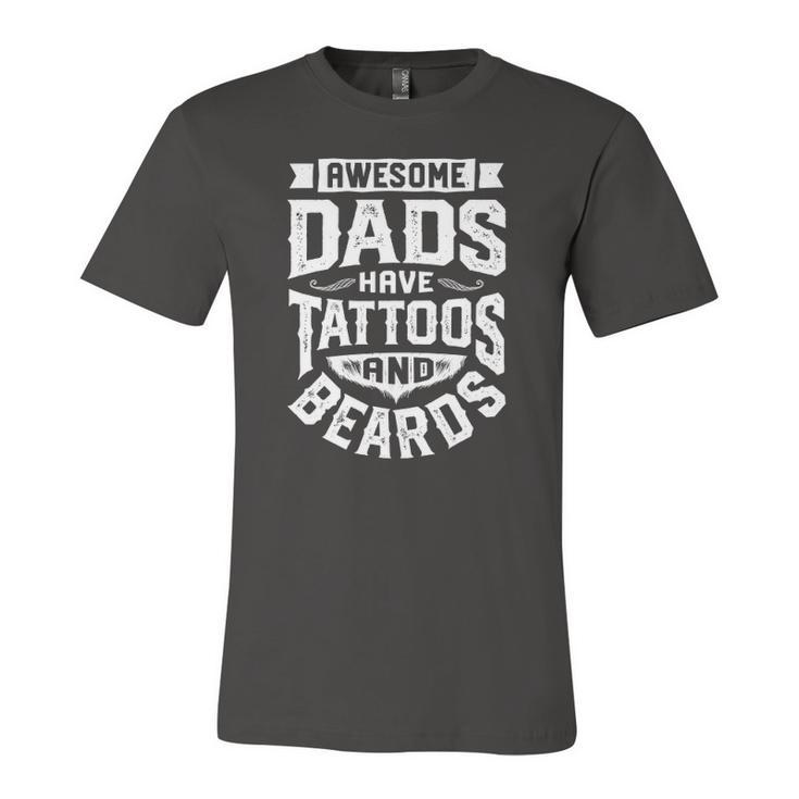 Awesome Dads Have Tattoos And Beards Fathers Day Jersey T-Shirt