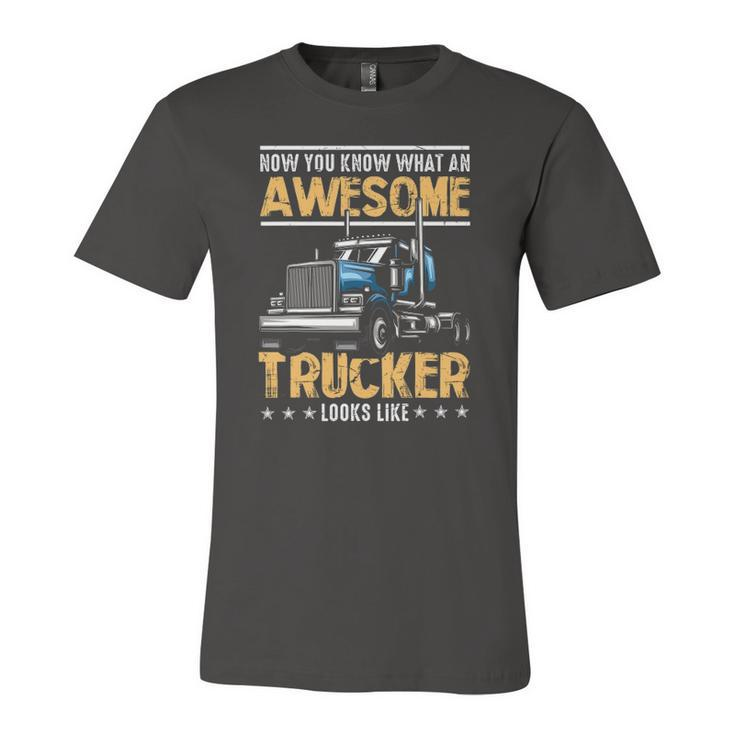 Awesome Trucker Semi Truck Driver 18 Wheeler Mechanic Jersey T-Shirt