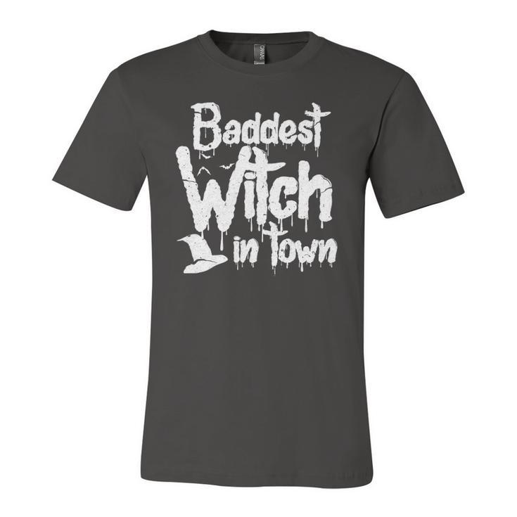 Baddest Witch In Town Halloween Witches Jersey T-Shirt