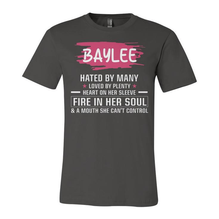Baylee Name Gift   Baylee Hated By Many Loved By Plenty Heart On Her Sleeve Unisex Jersey Short Sleeve Crewneck Tshirt
