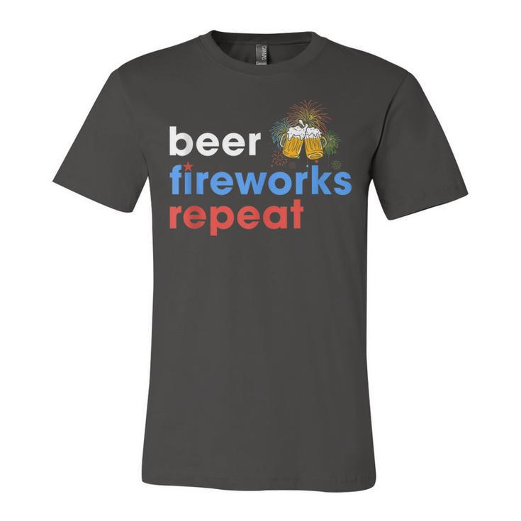 Beer Fireworks Repeat Funny 4Th Of July Beer Lovers Gifts  Unisex Jersey Short Sleeve Crewneck Tshirt