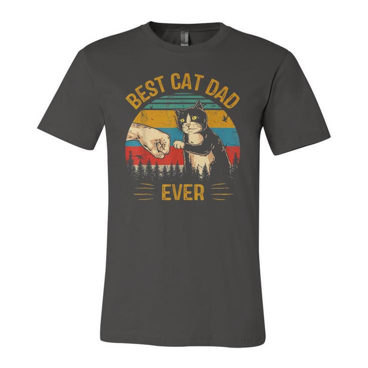 Best Cat Dad Ever Paw Fist Bump Fit Vintage Retro Daddy Jersey T-Shirt