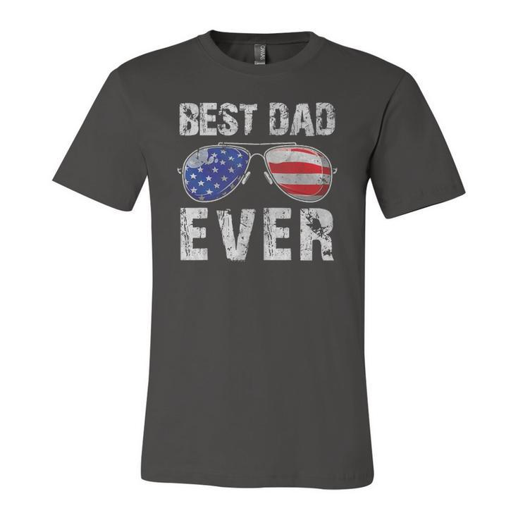 Best Dad Ever With Us American Flag Sunglasses Jersey T-Shirt
