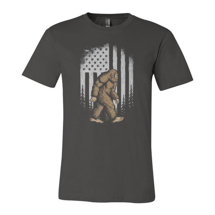 Bigfoot American Flag 4Th Of July Retro Vintage Sasquatch Jersey T-Shirt