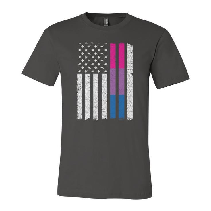 Bisexual Pride Us American Flag Love Wins Lgbt Bi Pride Jersey T-Shirt