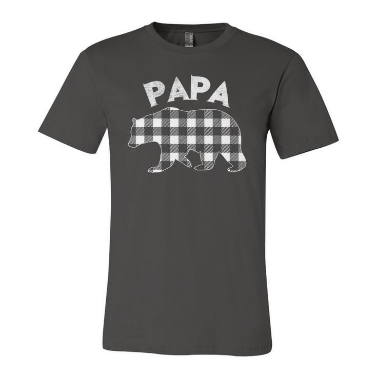 Black And White Buffalo Plaid Papa Bear Christmas Pajama Jersey T-Shirt