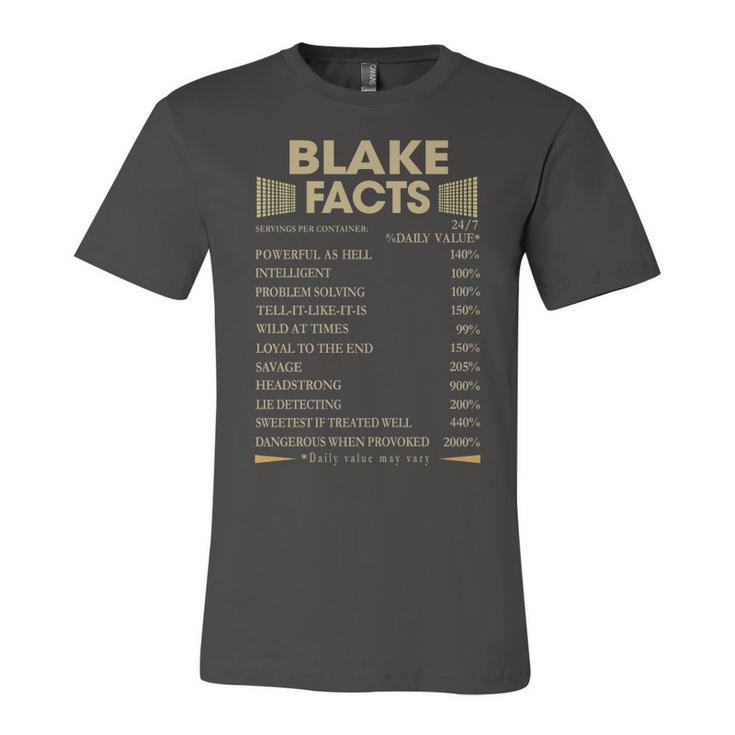 Blake Name Gift   Blake Facts Unisex Jersey Short Sleeve Crewneck Tshirt
