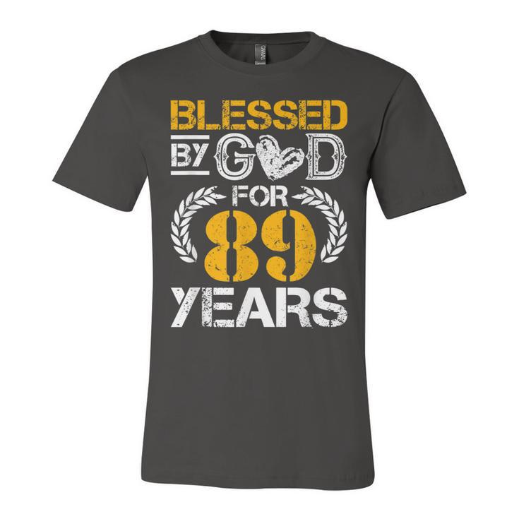 Blessed By God For 89 Years 89Th Birthday Since 1933 Vintage  Unisex Jersey Short Sleeve Crewneck Tshirt