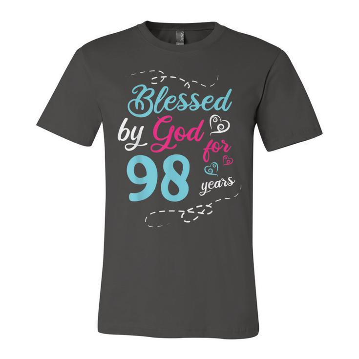 Blessed By God For 98 Years 98Th Birthday Party Celebration  Unisex Jersey Short Sleeve Crewneck Tshirt