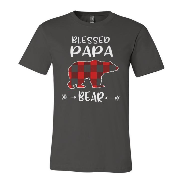Blessed Papa Bear Buffalo Plaid Bear For Papa Jersey T-Shirt