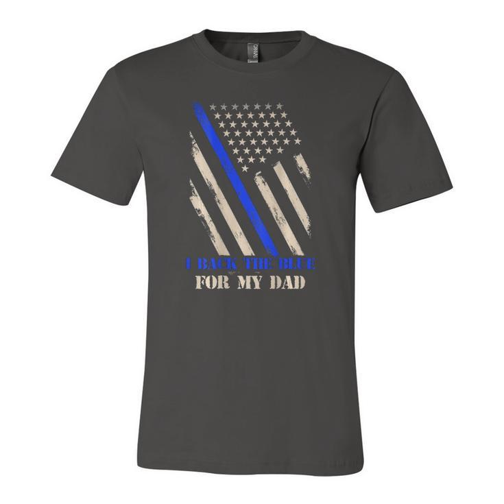 Back The Blue For My Dad Proud Polices Kids Art On Back Jersey T-Shirt