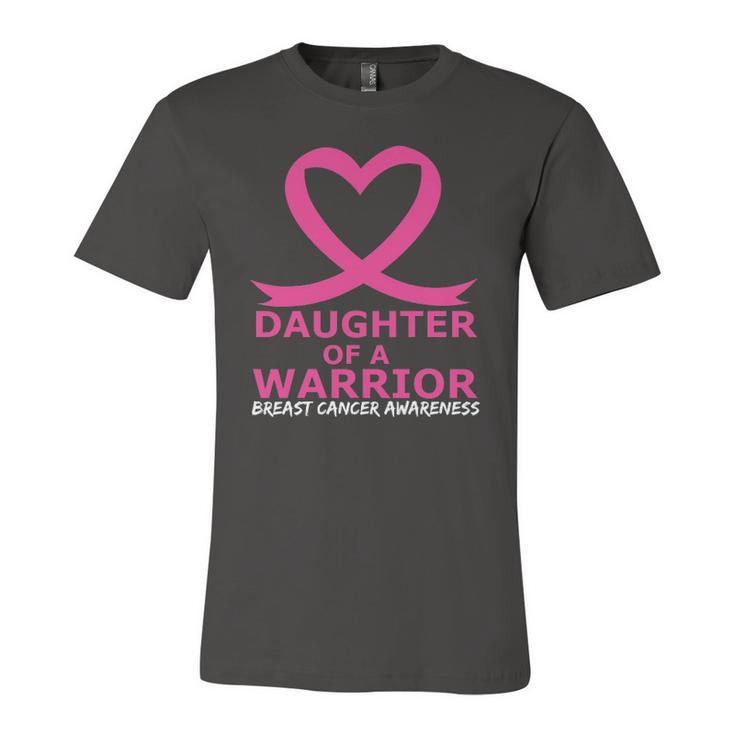Breast Cancer Daughter Of A Warrior Pink Heart Ribbon Jersey T-Shirt
