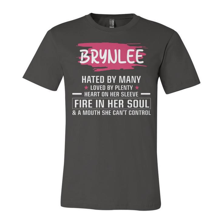 Brynlee Name Gift   Brynlee Hated By Many Loved By Plenty Heart On Her Sleeve Unisex Jersey Short Sleeve Crewneck Tshirt