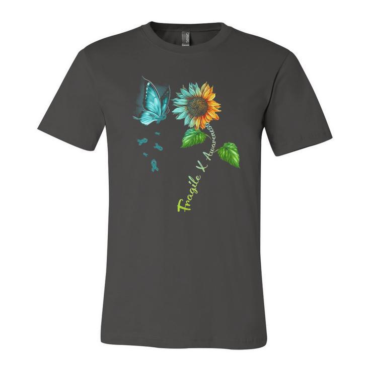 Butterfly Sunflower Fragile X Awareness Syndrome Jersey T-Shirt