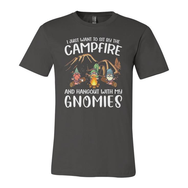 Camping Gnome Hangout With My Gnomies Campfire Jersey T-Shirt