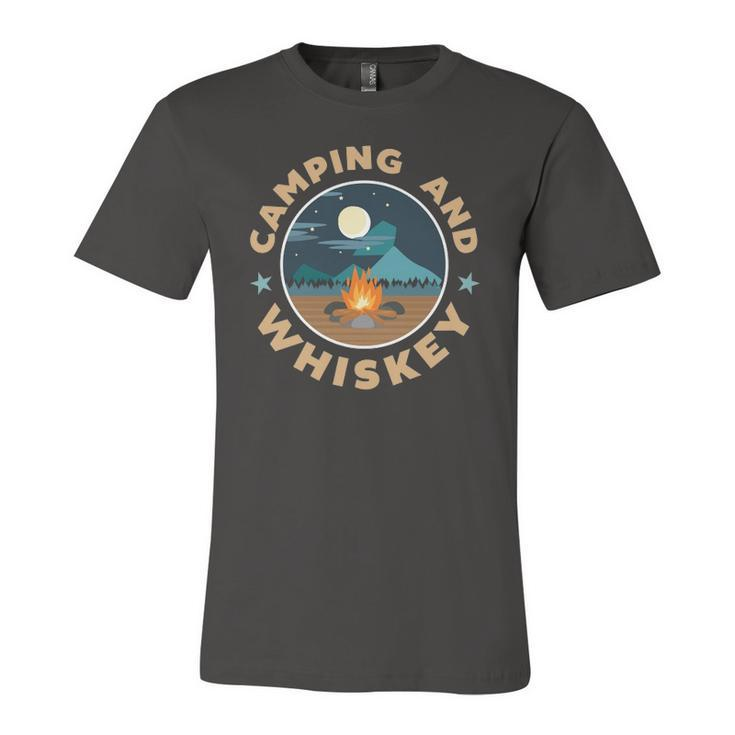 Camping Hiking Road Trip Camping And Whiskey Jersey T-Shirt
