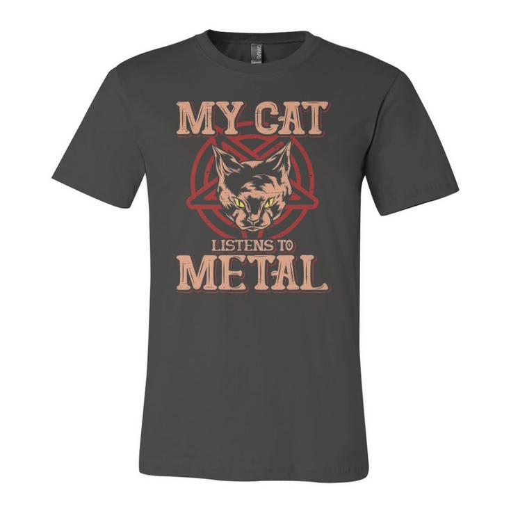 My Cat Listens To Metal Black Dark Rock Death Metal Jersey T-Shirt