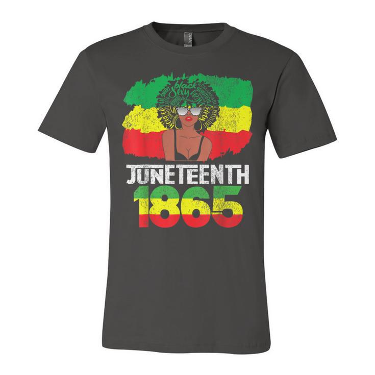 Celebrate Juneteenth Messy Bun Black 1865 Jersey T-Shirt