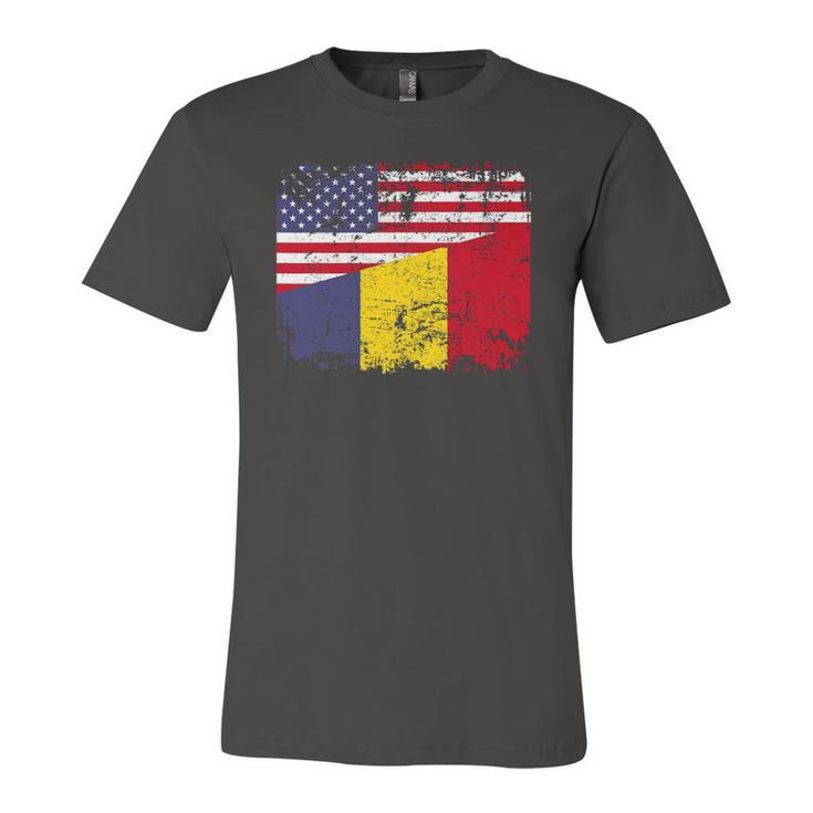 Chadian Roots Half American Flag Usa Chad Flag Jersey T-Shirt