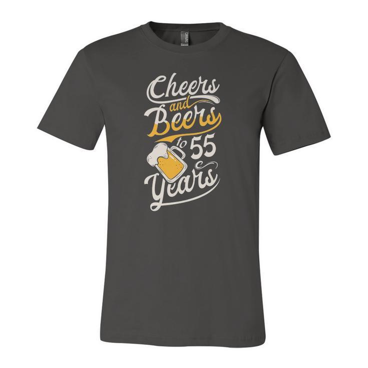 Cheers And Beers To 55 Years Happy Birthday Jersey T-Shirt