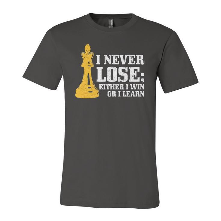Chess I Never Lose Either I Win Or I Learn Chess Player Jersey T-Shirt