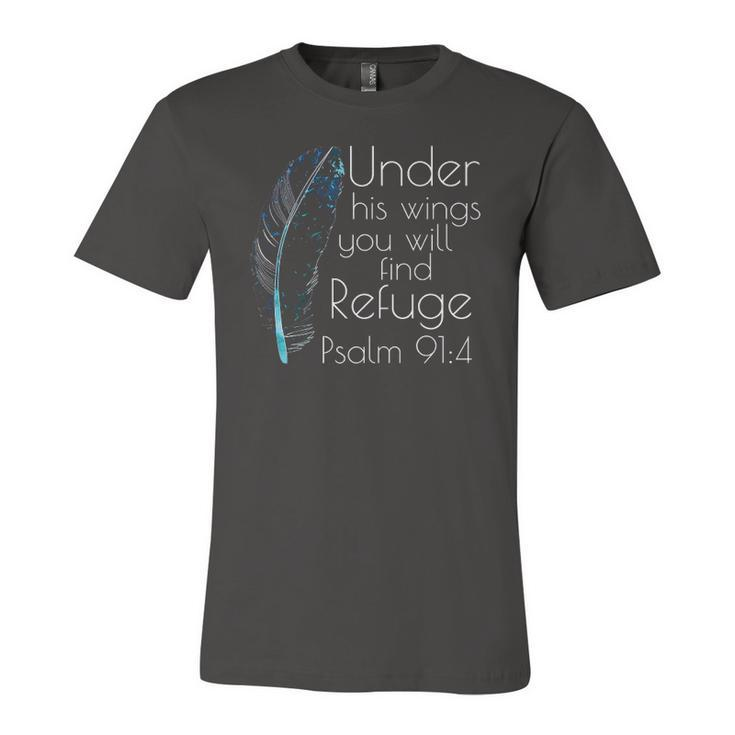Christian Under His Wings You Will Find Refuge Bible Verse Jersey T-Shirt