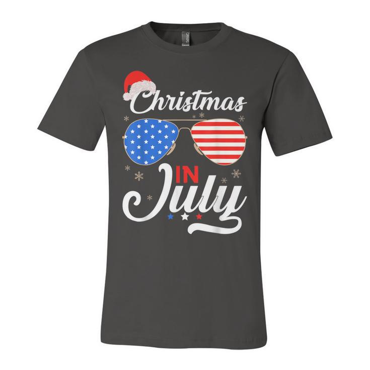 Christmas In July Funny 4Th Of July Beach Summer Christmas  Unisex Jersey Short Sleeve Crewneck Tshirt