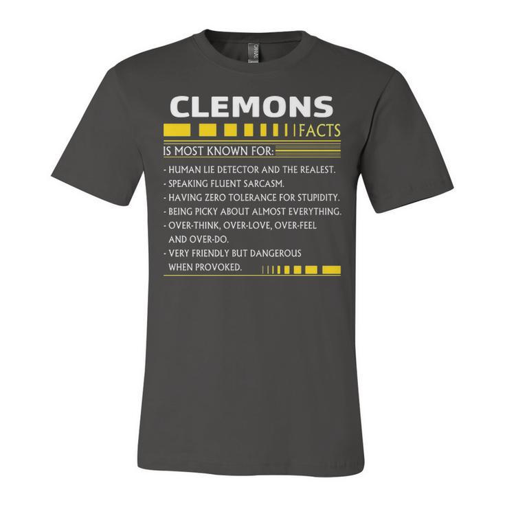 Clemons Name Gift   Clemons Facts Unisex Jersey Short Sleeve Crewneck Tshirt