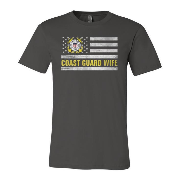 Coast Guard Wife With American Flag For Veteran Day Jersey T-Shirt