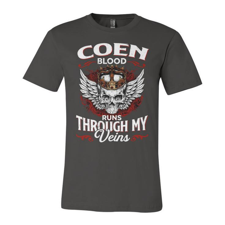 Coen Blood Runs Through My Veins Name V2 Unisex Jersey Short Sleeve Crewneck Tshirt